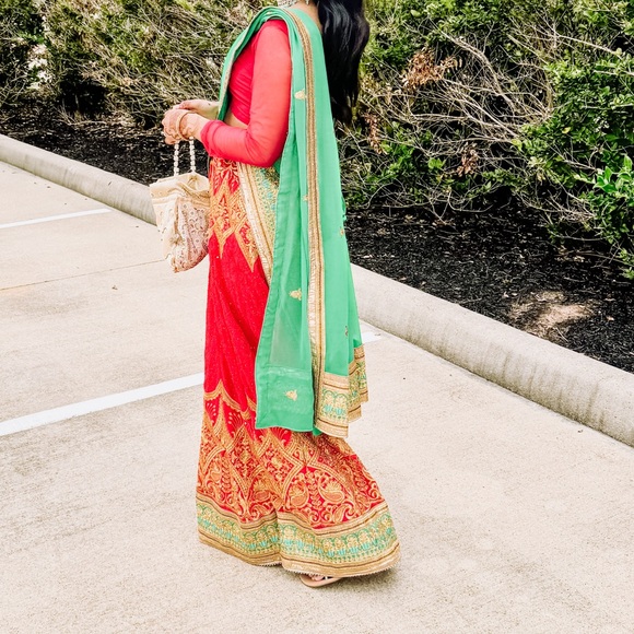 Hot pink and green lehenga - Picture 5 of 5